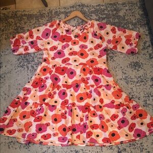 Pink & Orange Floral Tiered Dress
